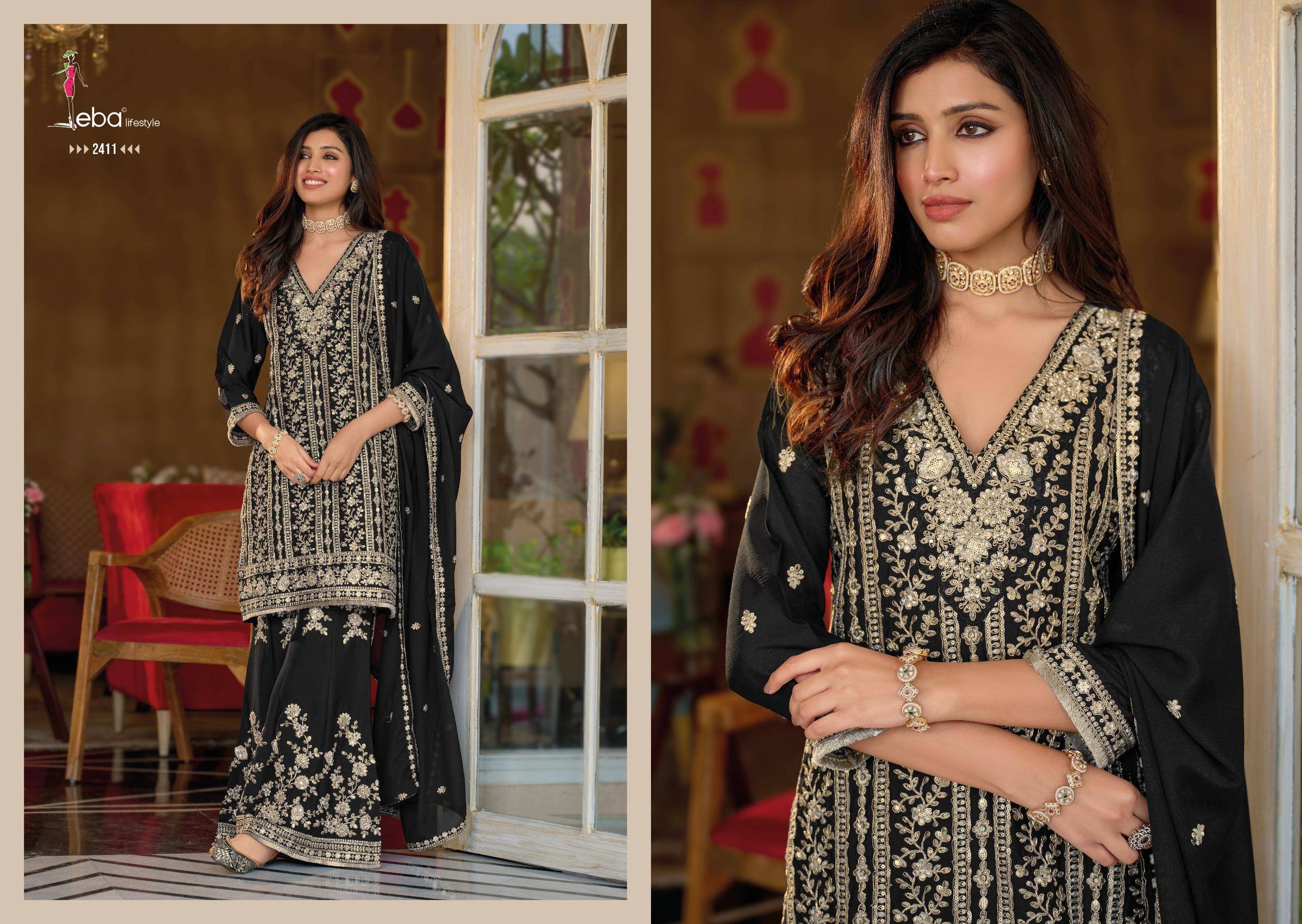 Nayaab By Eba Lifestyle 2411 To 2412 Series Ready To Wear Heavy soft organza Dresses At Wholesale Price